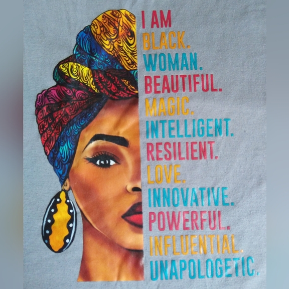 BLOOM COUTURE GRAY TEE DRESS WOMEN'S MISSES L AFRICAN AMERICAN WOMAN STRONG LOVE - Picture 3 of 10
